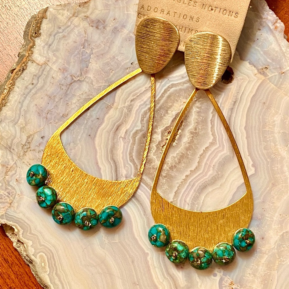 πΊπHPππΊ NWT Anthropologie Michaela Turquoise Chandeliers - Picture 6 of 16